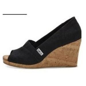 Toms Classic Espadrilles Wedge Sandal Black Sz 8.5